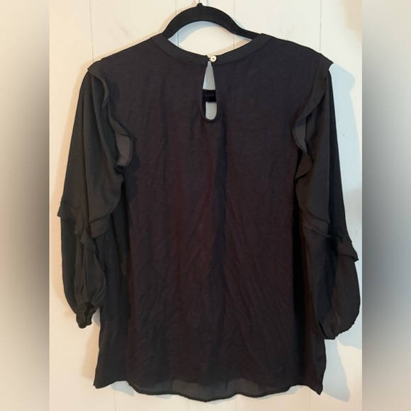 Dolan Left Coast Collection Anthropologie 3/4 sleeve Ruffle Tee top size S - Picture 6 of 9